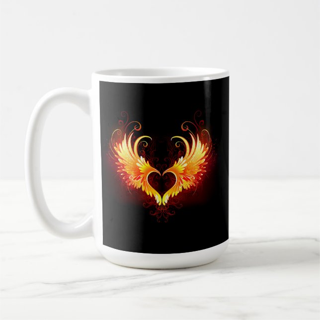 Angel Fire Heart med Vingar Kaffemugg (Vänster)