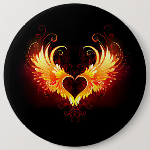 Angel Fire Heart med Vingar Knapp
