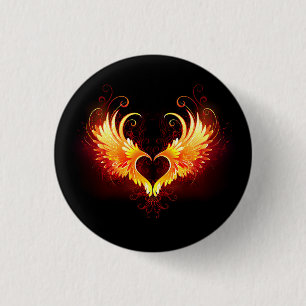 Angel Fire Heart med Vingar Knapp