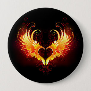 Angel Fire Heart med Vingar Knapp