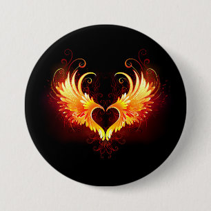 Angel Fire Heart med Vingar Knapp