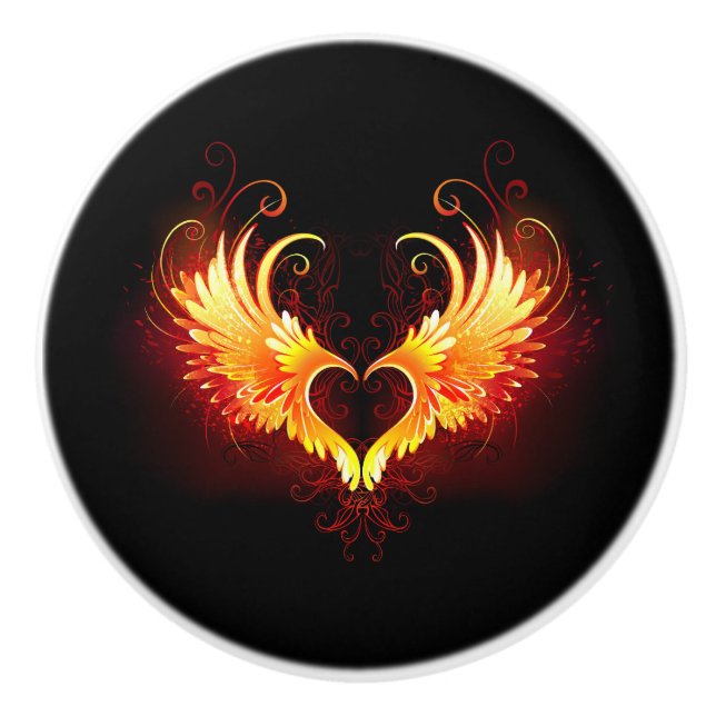 Angel Fire Heart med Vingar Knopp (Framsidan)