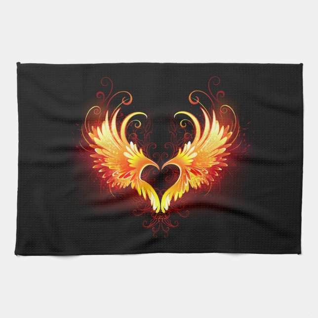 Angel Fire Heart med Vingar Kökshandduk (Horisontell)