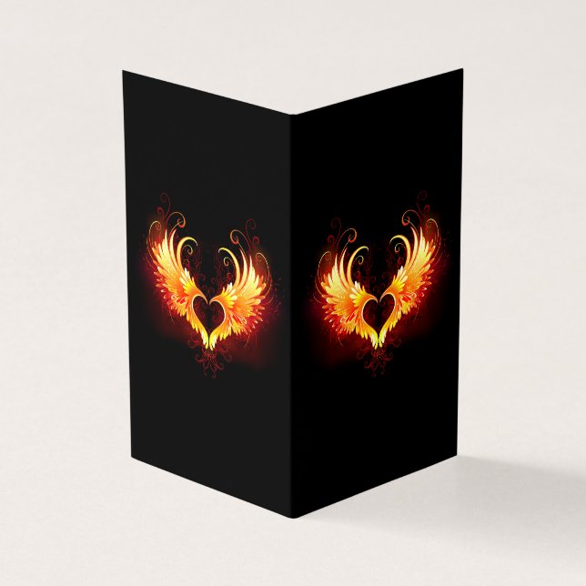 Angel Fire Heart med Vingar Kort (Utsida)