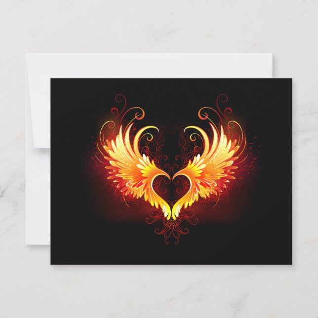 Angel Fire Heart med Vingar Kort (Framsida)