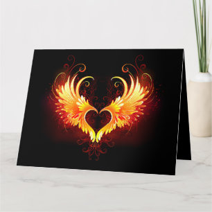 Angel Fire Heart med Vingar Kort