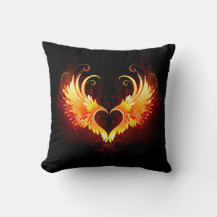 Angel Fire Heart med Vingar Kudde