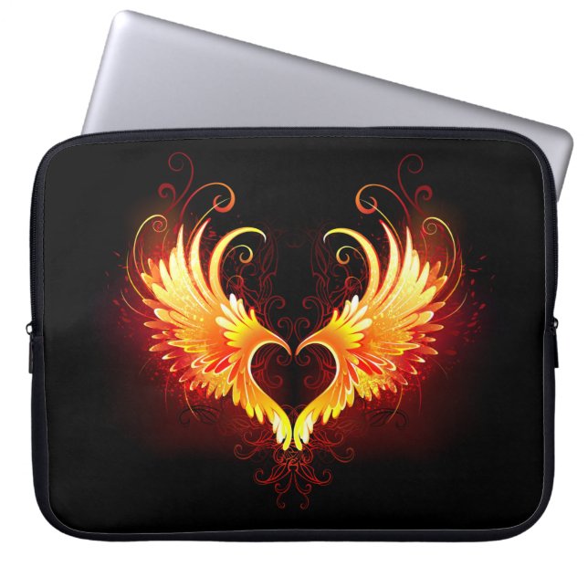 Angel Fire Heart med Vingar Laptop Fodral (Framsidan)