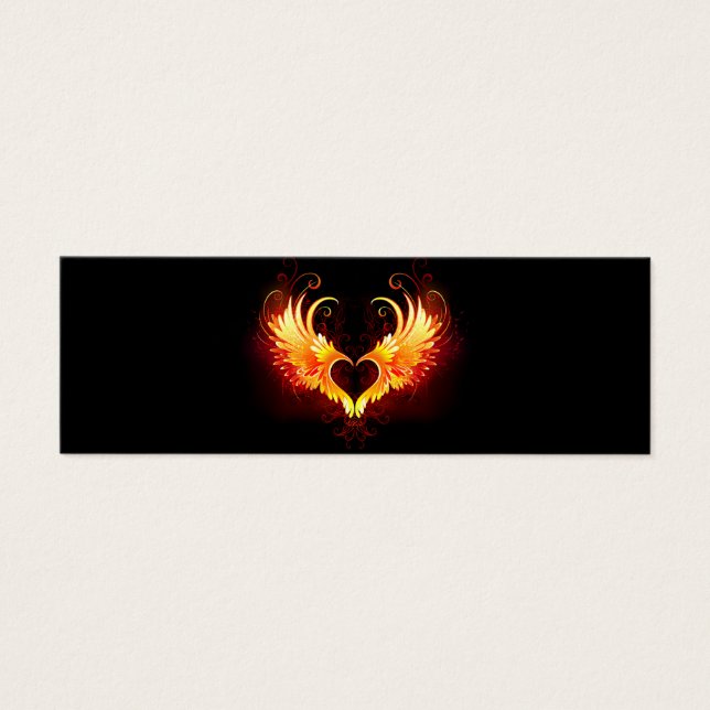 Angel Fire Heart med Vingar Litet Visitkort (Framsidan)