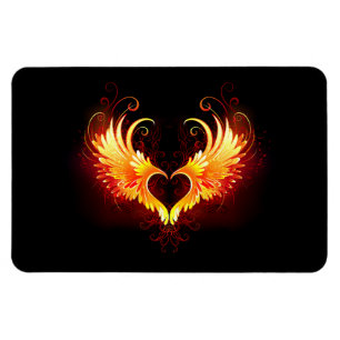 Angel Fire Heart med Vingar Magnet