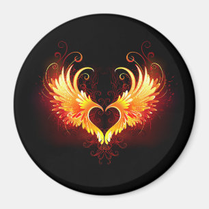 Angel Fire Heart med Vingar Magnet