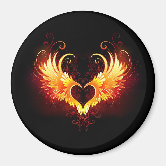 Angel Fire Heart med Vingar Magnet (Framsidan)