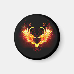 Angel Fire Heart med Vingar Magnet