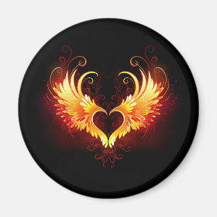 Angel Fire Heart med Vingar Magnet
