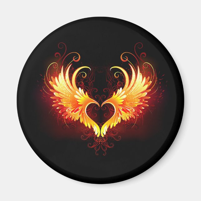 Angel Fire Heart med Vingar Magnet (Framsidan)