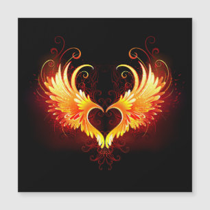 Angel Fire Heart med Vingar Magnetisk Inbjudningskort