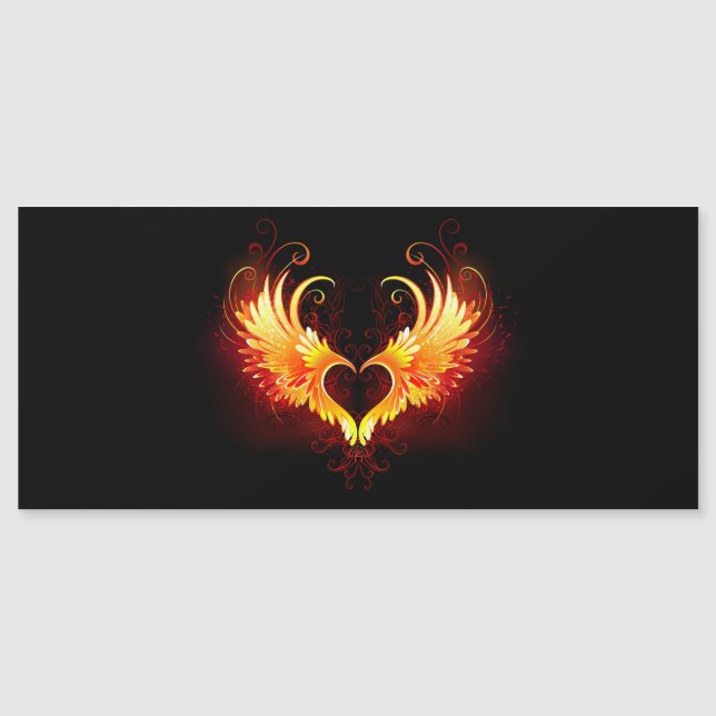 Angel Fire Heart med Vingar Magnetisk Inbjudningskort (Framsida)