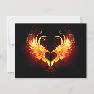 Angel Fire Heart med Vingar Magnetisk Inbjudningskort