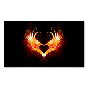 Angel Fire Heart med Vingar Magnetiska Visitkort