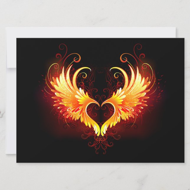 Angel Fire Heart med Vingar Meddelande (Framsida)