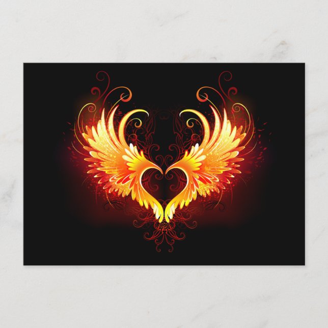 Angel Fire Heart med Vingar Meny (Framsida)