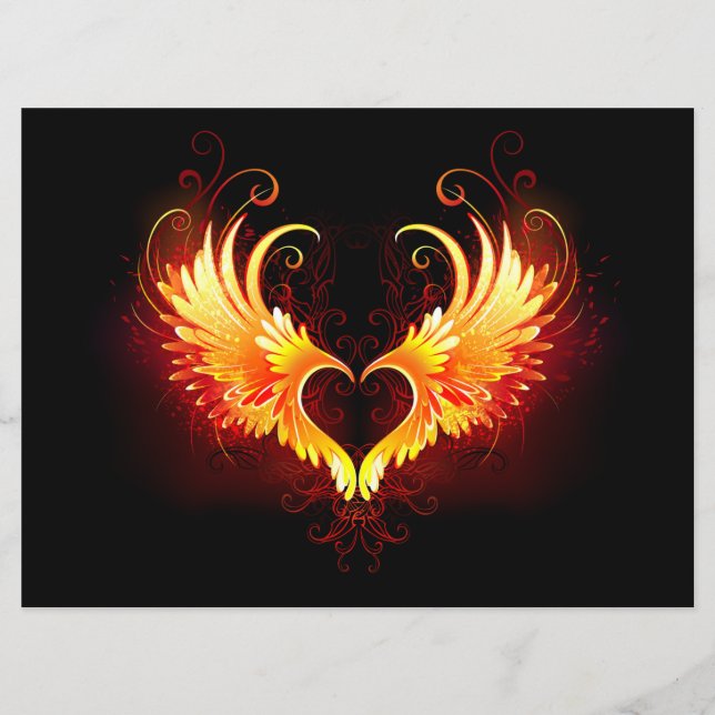 Angel Fire Heart med Vingar Meny (Framsida)
