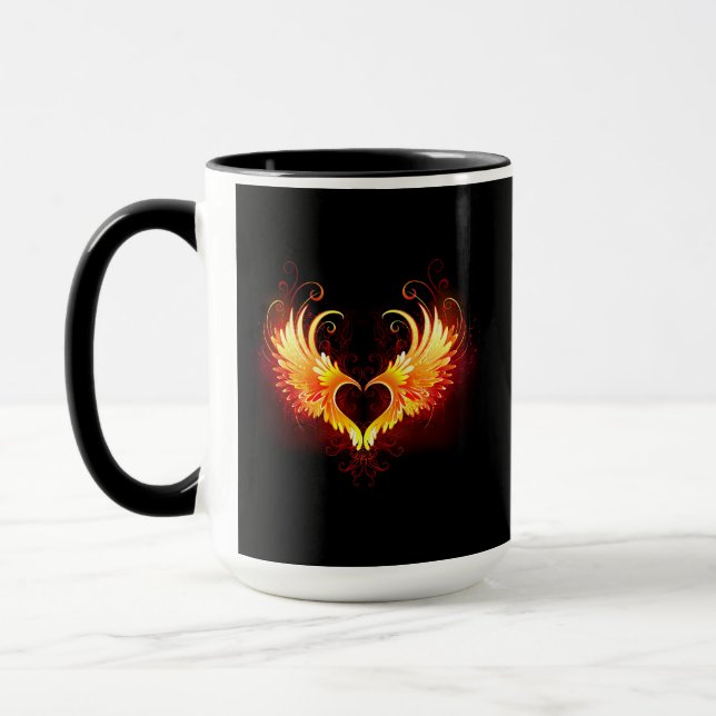 Angel Fire Heart med Vingar Mugg (Vänster)