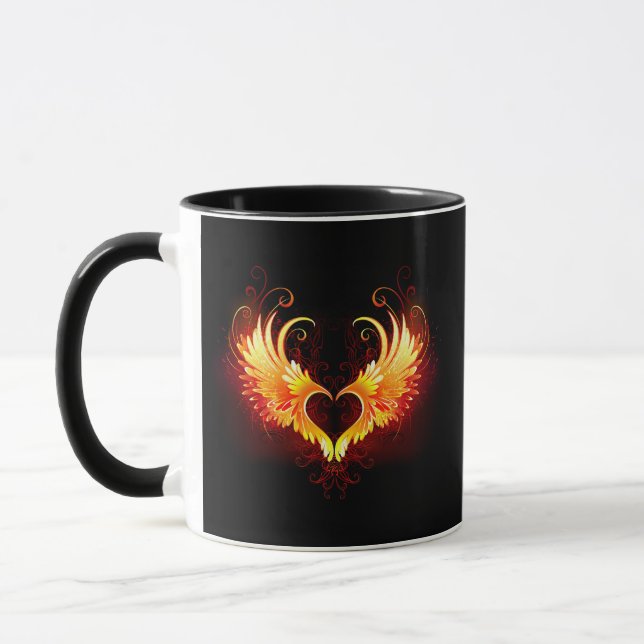 Angel Fire Heart med Vingar Mugg (Vänster)