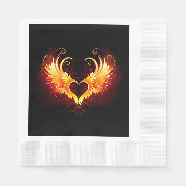 Angel Fire Heart med Vingar Pappersservett (Framsidan)