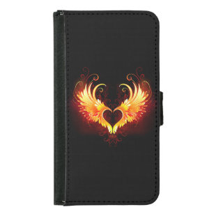 Angel Fire Heart med Vingar Plånboksfodral För Samsung Galaxy S5