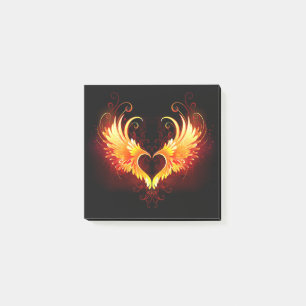 Angel Fire Heart med Vingar Post-it Block