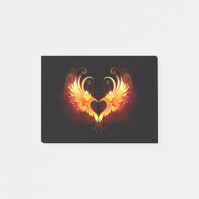 Angel Fire Heart med Vingar Post-it Block (Framsida)