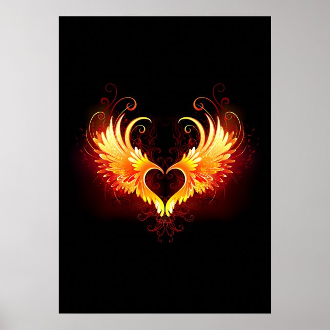 Angel Fire Heart med Vingar Poster (Framsidan)