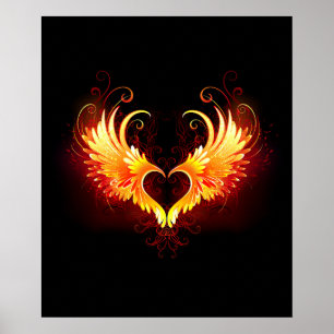 Angel Fire Heart med Vingar Poster