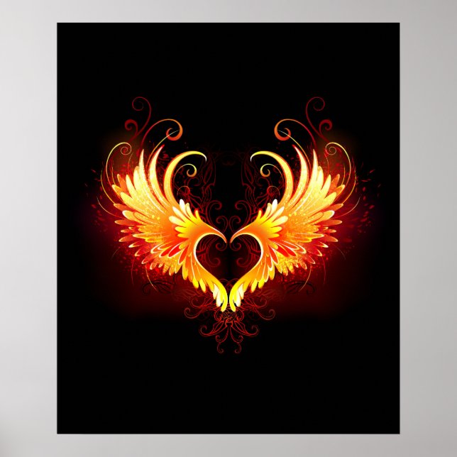 Angel Fire Heart med Vingar Poster (Framsidan)