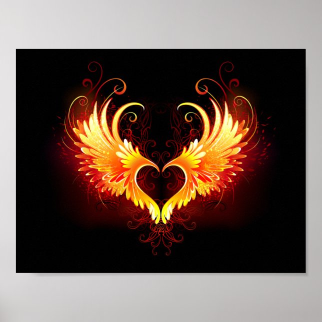 Angel Fire Heart med Vingar Poster (Framsidan)