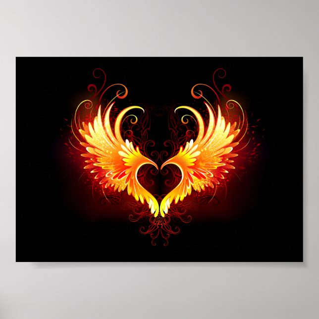 Angel Fire Heart med Vingar Poster (Framsidan)