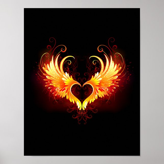 Angel Fire Heart med Vingar Poster (Framsidan)