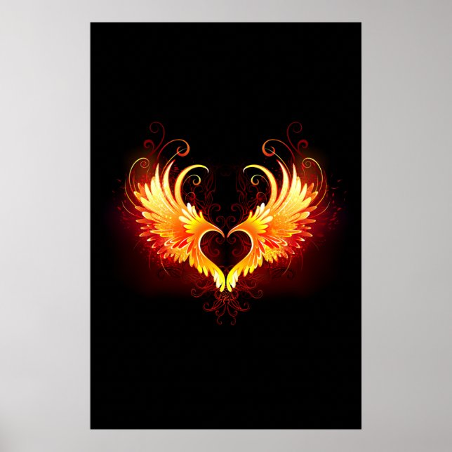 Angel Fire Heart med Vingar Poster (Framsidan)