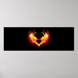 Angel Fire Heart med Vingar Poster