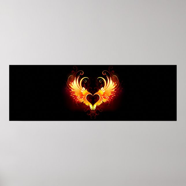 Angel Fire Heart med Vingar Poster (Framsidan)