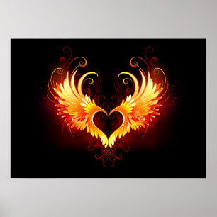 Angel Fire Heart med Vingar Poster