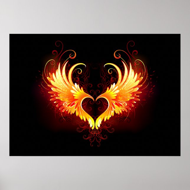 Angel Fire Heart med Vingar Poster (Framsidan)
