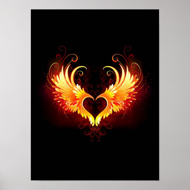 Angel Fire Heart med Vingar Poster (Framsidan)
