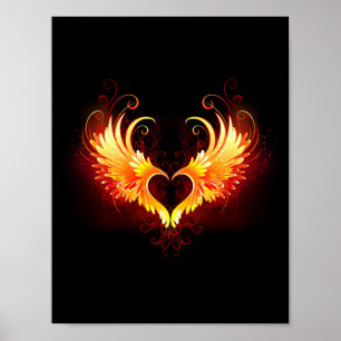 Angel Fire Heart med Vingar Poster