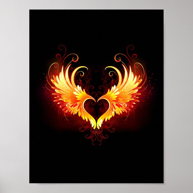 Angel Fire Heart med Vingar Poster (Framsidan)