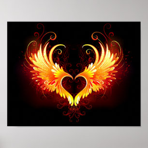 Angel Fire Heart med Vingar Poster