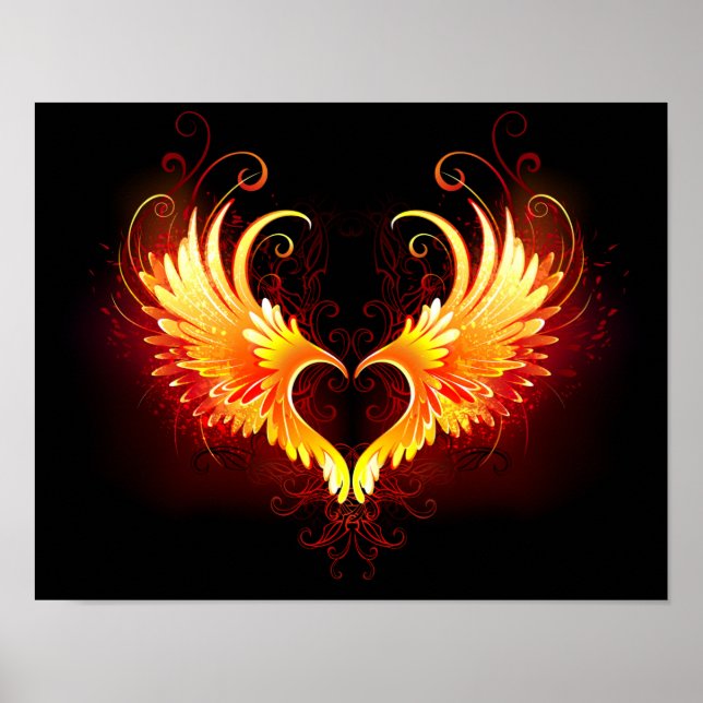 Angel Fire Heart med Vingar Poster (Framsidan)
