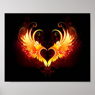 Angel Fire Heart med Vingar Poster