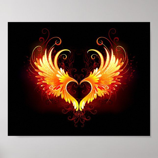 Angel Fire Heart med Vingar Poster (Framsidan)
